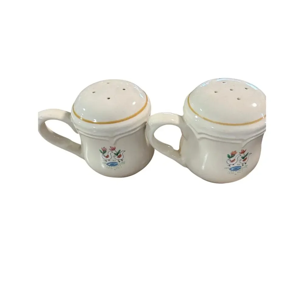 Vintage Heartland Salt & Pepper Shakers Mug Handle Cottage Farmhouse